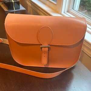 Elegant Leather Crossbody Bag in Coral
